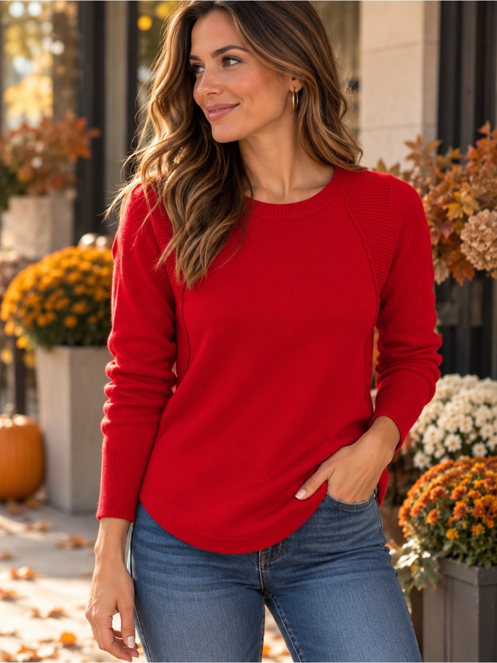 RD style Crew Neck Sweater in Red Size Medium Like New